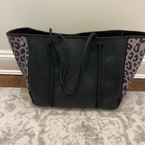 Black and Leopard Print Tote Bag